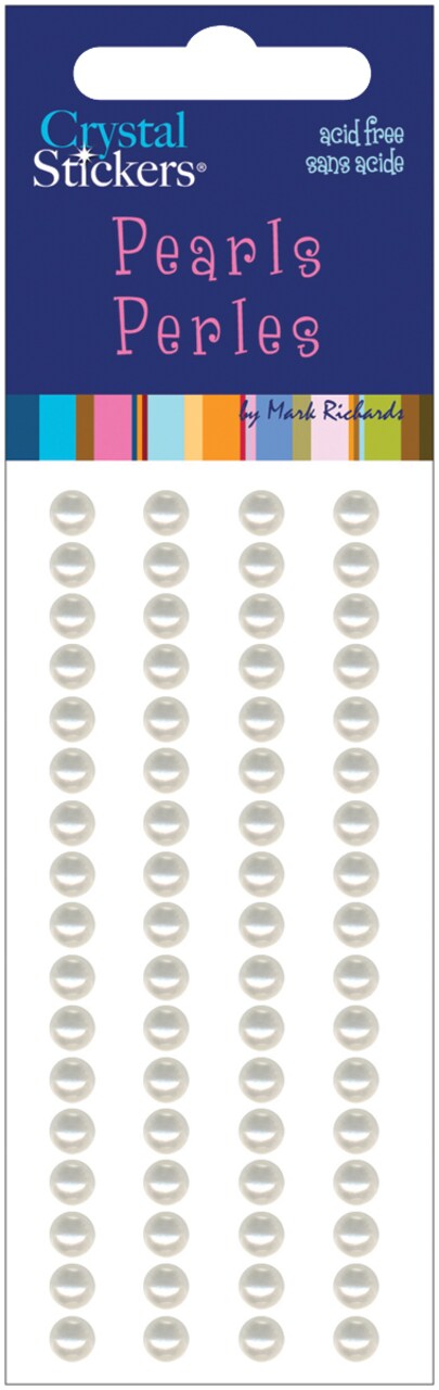 Mark Richards Crystal Stickers Pearls 5mm Round 68/Pkg-Natural